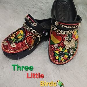 CROCS Kids Slippers - Black with Red and Gold Accents